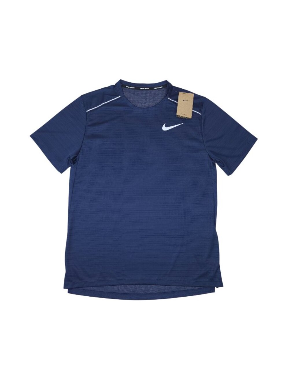 Nike Mens Dri-FIT Running T-Shirt Medium Navy Blue With Reflective Details